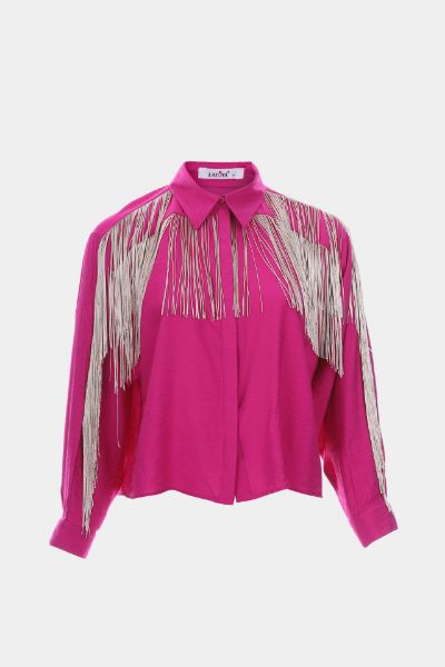 Picture of  Solid Fringe Trim Shirt S4407007 