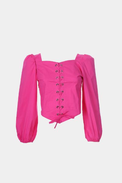 Picture of Square neck puff sleeve crop blouse S26030700 
