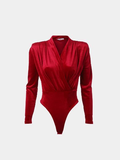 Picture of Ruched Velvet Bodysuit  w12021909 