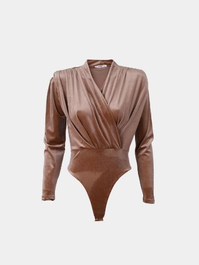 Picture of Ruched Velvet Bodysuit  w12021909 