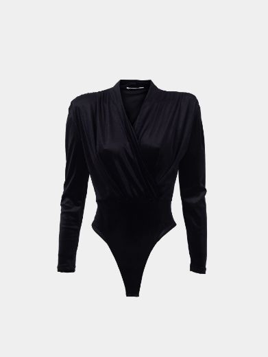 Picture of Ruched Velvet Bodysuit  w12021909 