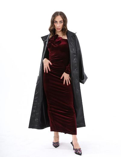 Picture of Loose Leather Overcoat  w114740015 