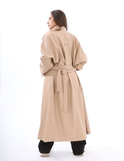 Picture of Loose Leather Overcoat  w114740015 