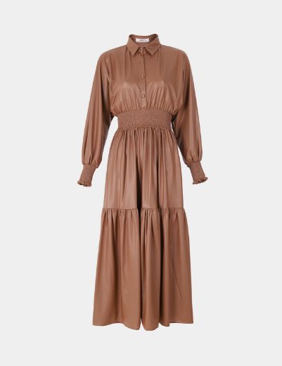 Picture of Smocked leather dress   w120010120 