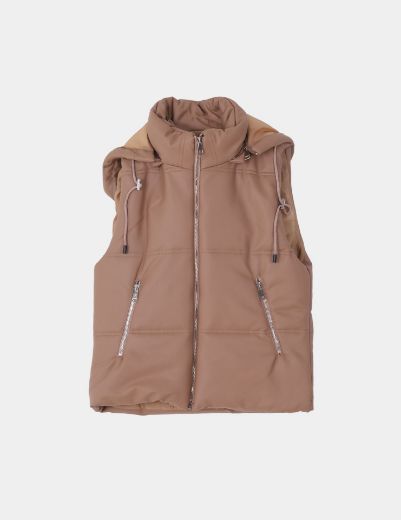 Picture of leather hooded vest  w12001070 