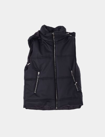 Picture of leather hooded vest  w12001070 