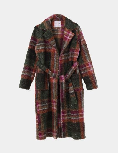 Picture of plaid belted overcoat  w12001096/3 