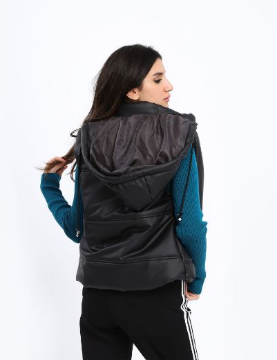 Picture of leather hooded vest  w12001070 