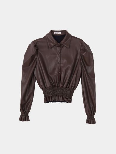 Picture of Smocked leather blouse  w120010115 