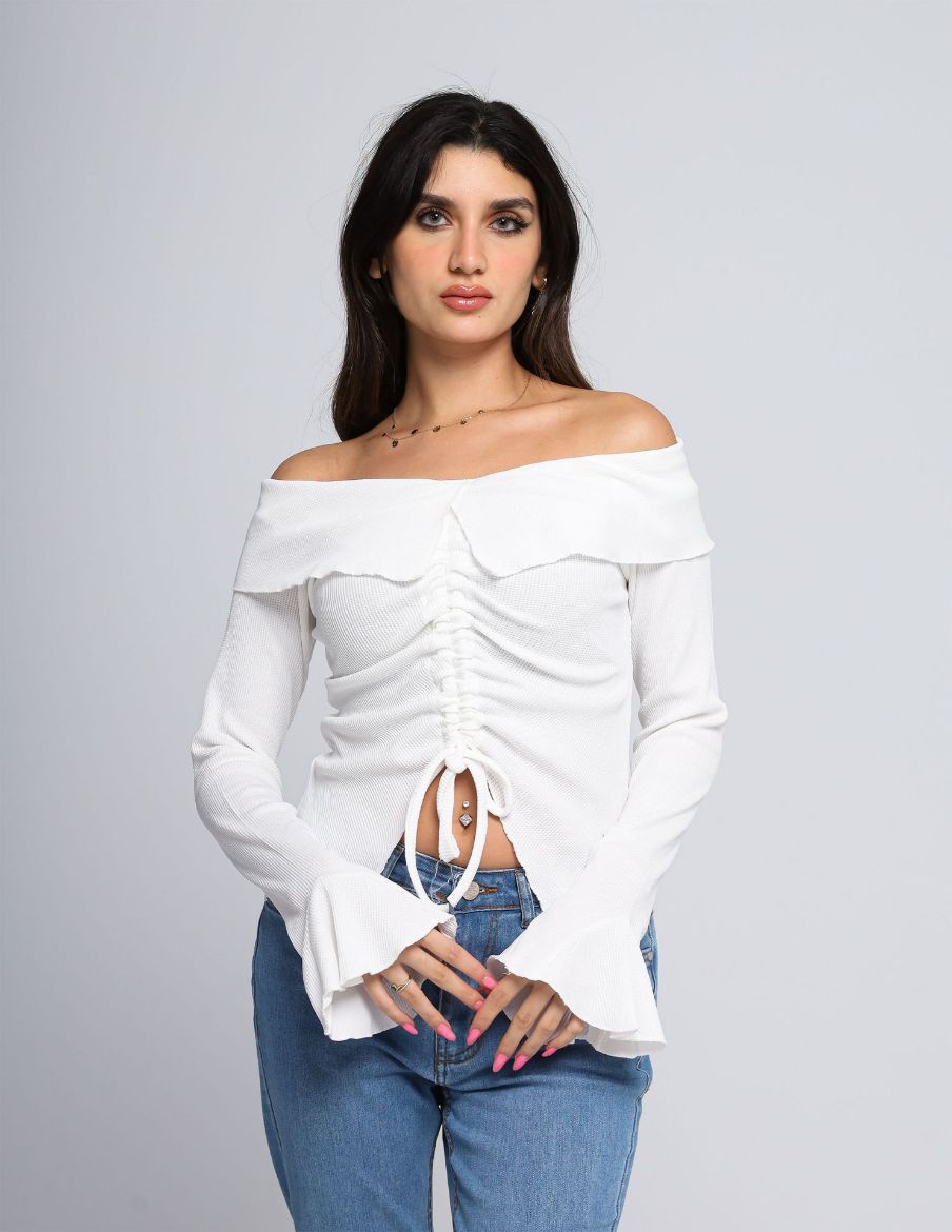 Picture of Asymmetrical off shoulder blouse w11608000 