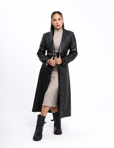 Picture of Leather belted coat  w12027914 