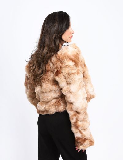 Picture of fur collarless cropped jacket w12027926 