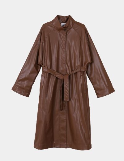 Picture of Loose Leather Overcoat  w114740015 