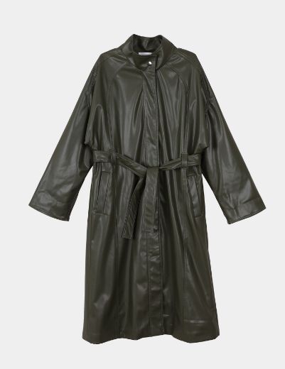 Picture of Loose Leather Overcoat  w114740015 