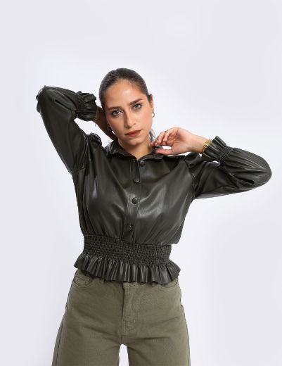 Picture of Smocked leather blouse  w120010115 