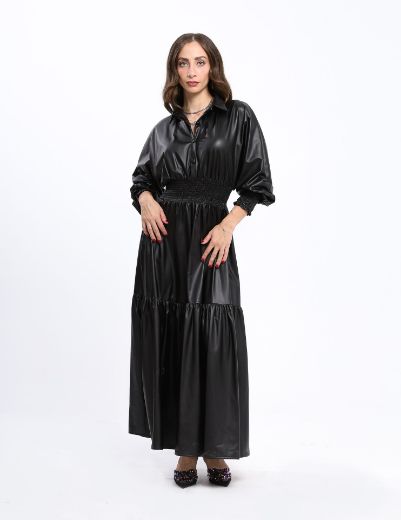 Picture of Smocked leather dress   w120010120 