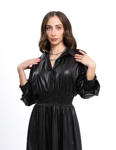 Picture of Smocked leather dress   w120010120 