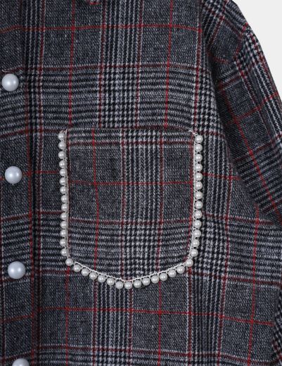 Picture of beaded plaid shirt  w120130806 