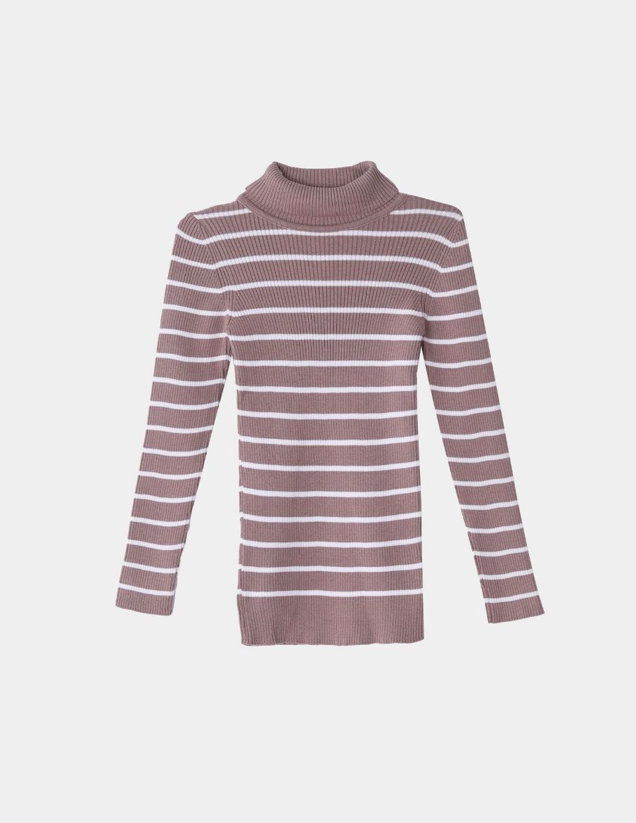 Picture of striped turtleneck basic sweater w11482505 