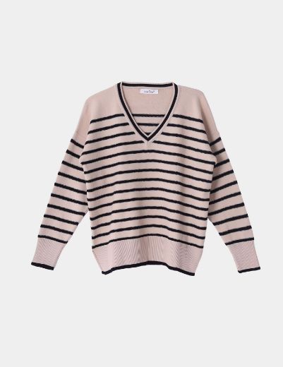 Picture of striped v-neck sweater  w11482513 