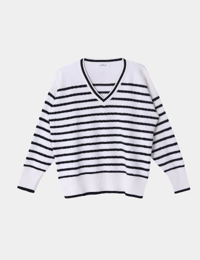 Picture of striped v-neck sweater  w11482513 