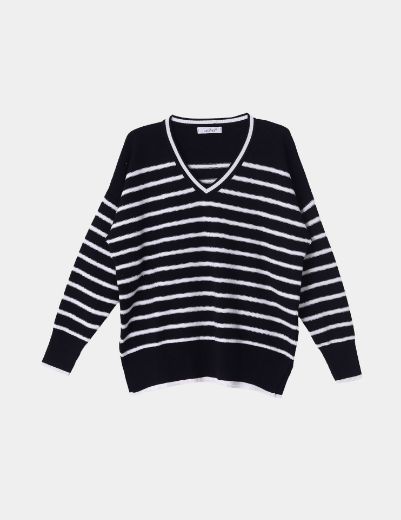 Picture of striped v-neck sweater  w11482513 