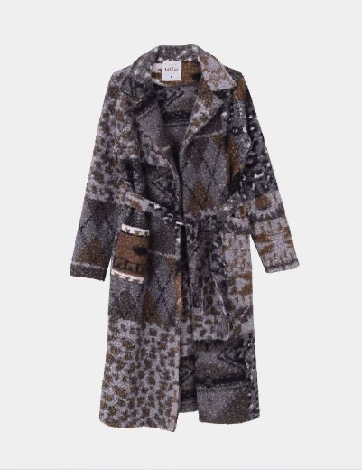 Picture of Plaid belted overcoat  w12001096/1 