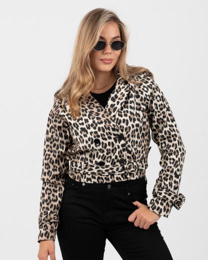 Picture of Leopard Cropped Trench Coat  w12027916 