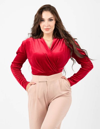 Picture of Ruched Velvet Bodysuit  w12021909 