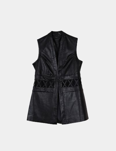 Picture of leather sleeveless blazer w12049053 