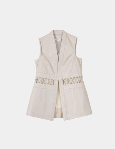 Picture of leather sleeveless blazer w12049053 