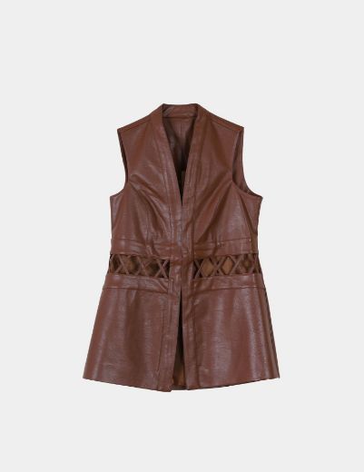 Picture of leather sleeveless blazer w12049053 