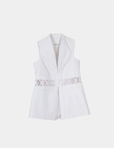 Picture of leather sleeveless blazer w12049053 