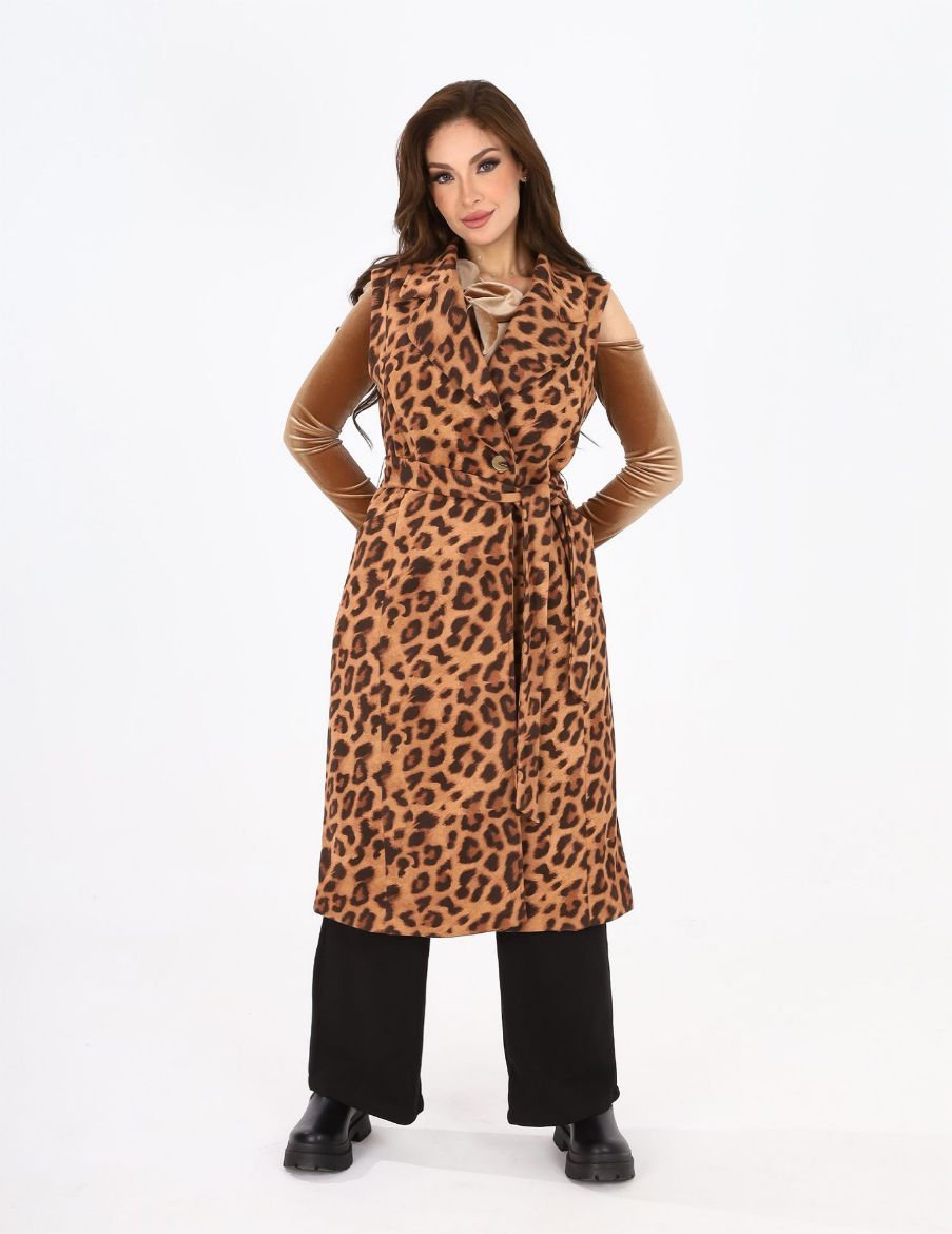 Picture of leopard print long vest w120140014 