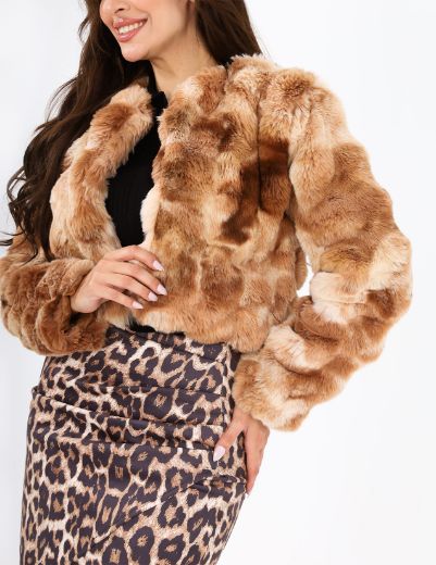 Picture of fur collarless cropped jacket w12027926 