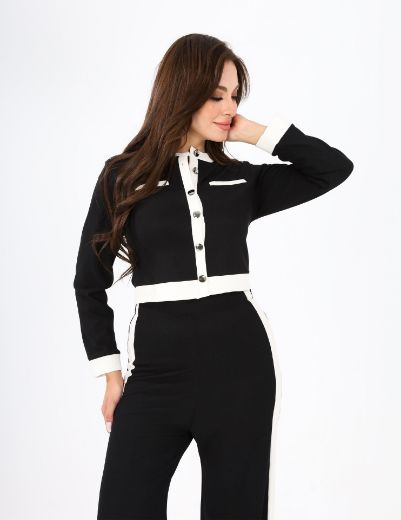 Picture of monochrome contrast trim suit w12023902 