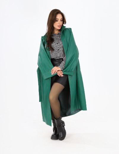 Picture of Loose Leather Overcoat  w114740015 