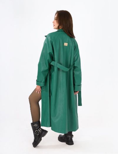 Picture of Loose Leather Overcoat  w114740015 