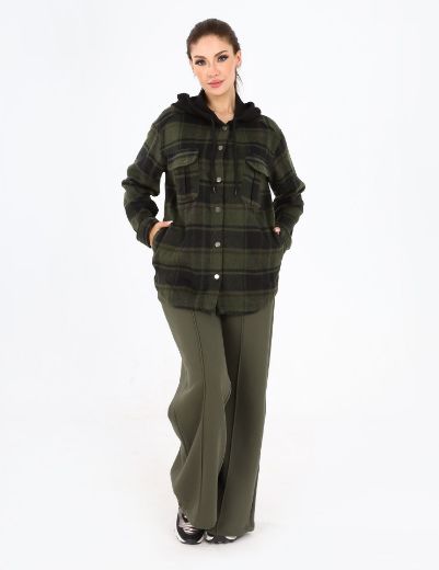 Picture of Hooded pocket blend check shacket w120130014 