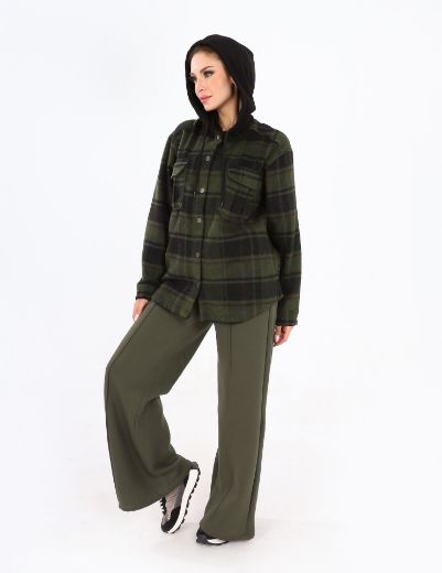 Picture of Hooded pocket blend check shacket w120130014 