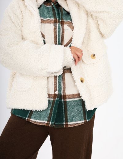 Picture of Funnel  Neck Teddy Faux Fur  Jacket w120140038 