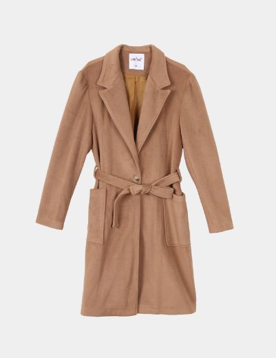 Picture of suede belted coat  w114730017 