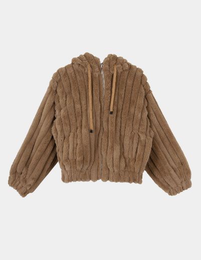 Picture of Ribbed teddy  hooded jacket w1207540 