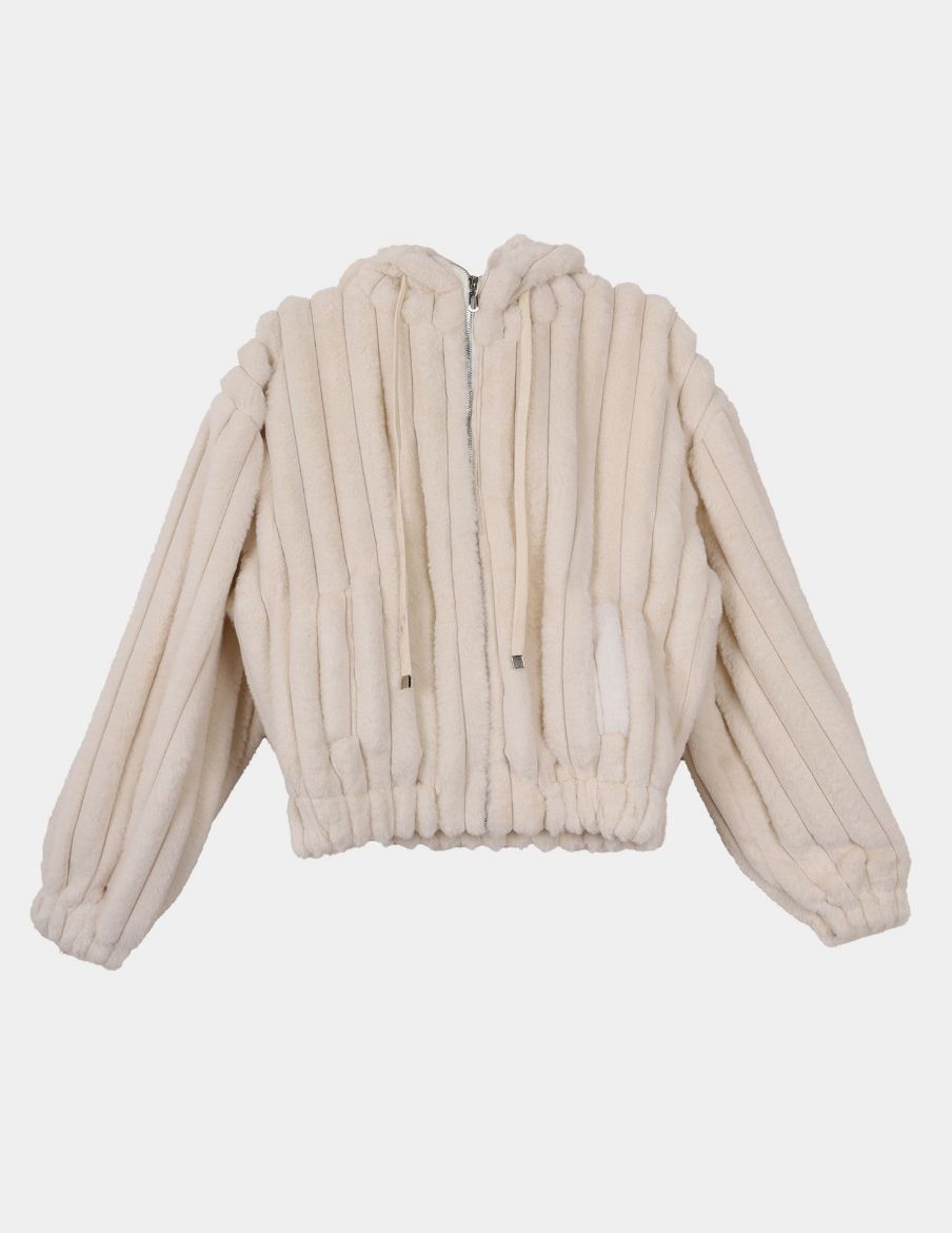 Picture of Ribbed teddy  hooded jacket w1207540 