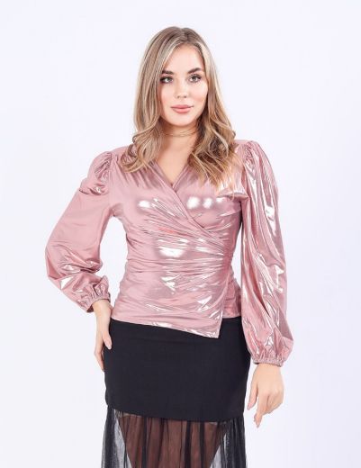 Picture of Shiny Metallic Wrap Blouse w1192224 