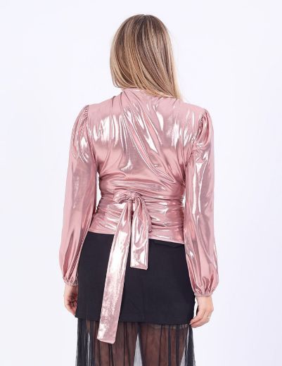 Picture of Shiny Metallic Wrap Blouse w1192224 