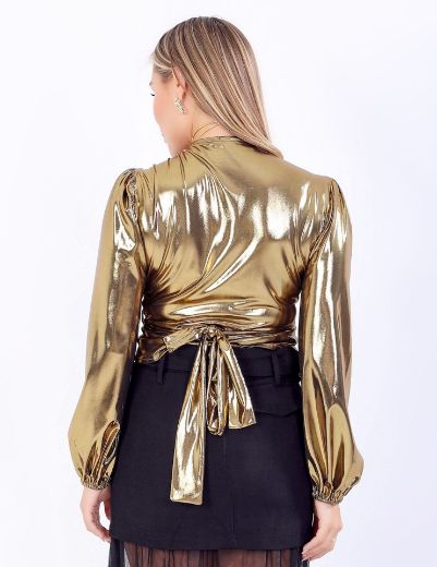 Picture of Shiny Metallic Wrap Blouse w1192224 