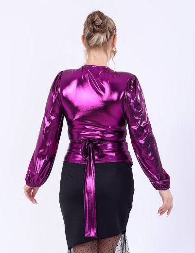 Picture of Shiny Metallic Wrap Blouse w1192224 