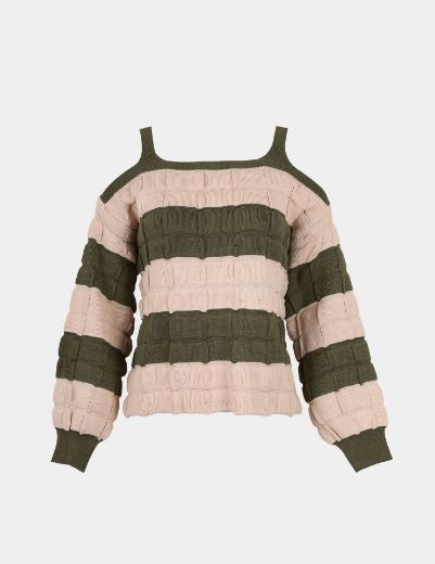 Picture of striped cold-shoulder sweater  w11482550 