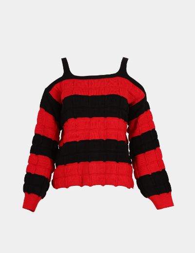 Picture of striped cold-shoulder sweater  w11482550 